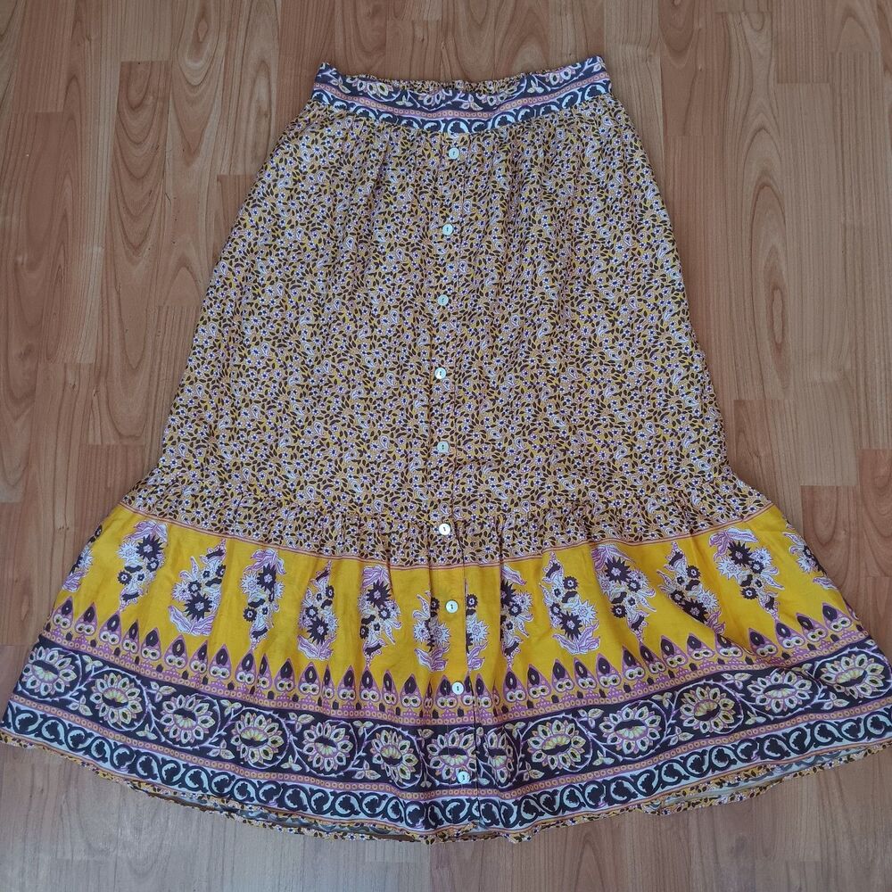 Xirena Taryn Tiered Button Down Tiered Lightweight Floral Maxi Skirt Boho Pocket